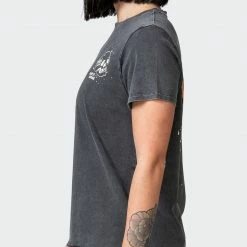 Muscle Nation Womens Graffiti Tag Regular Fit Vintage Tee - Washed Black