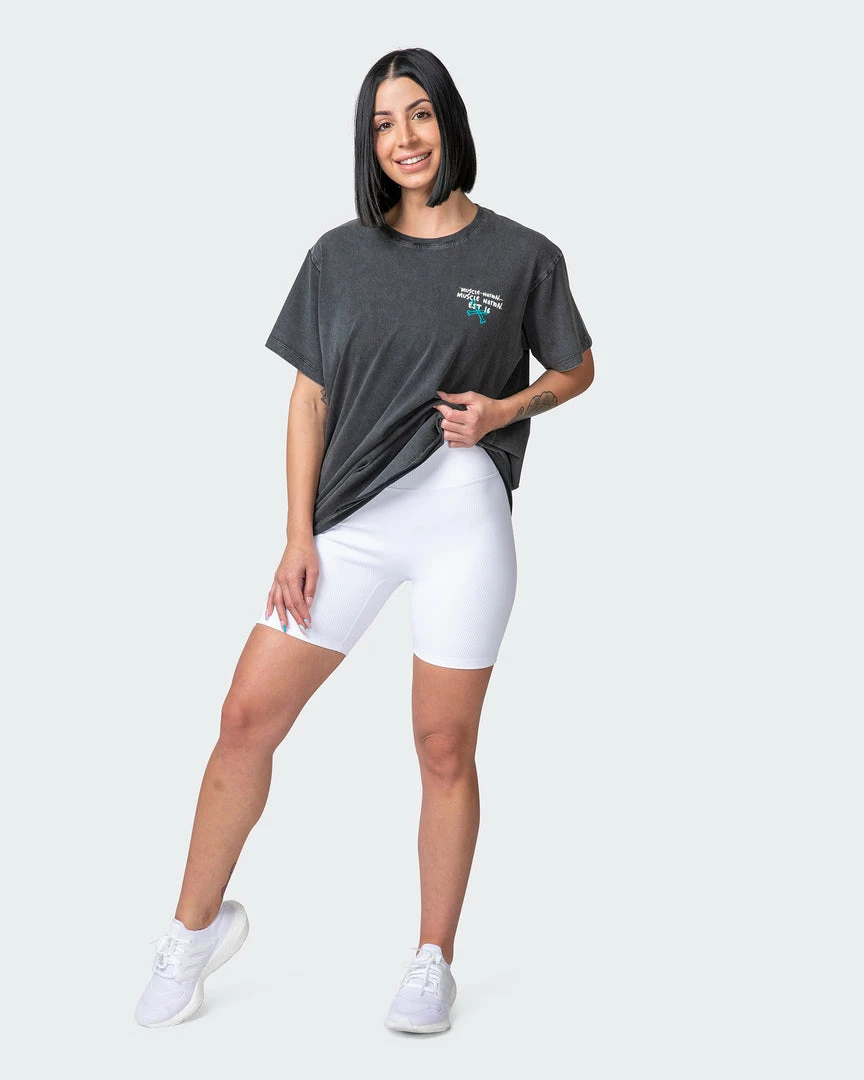 Muscle Nation Womens MN Club Oversized Vintage Tee - Washed Black 9 Muscle Nation Womens MN Club Oversized Vintage Tee - Washed Black