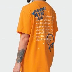 Muscle Nation Womens MN Squad Oversized Vintage Tee - Washed Fireball Welcome To The Club