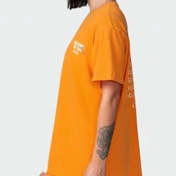 Muscle Nation Womens MN Squad Oversized Vintage Tee - Washed Fireball Welcome To The Club