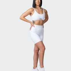 Muscle Nation Welcome To The Club Zero Rise Rib Bike Shorts - White