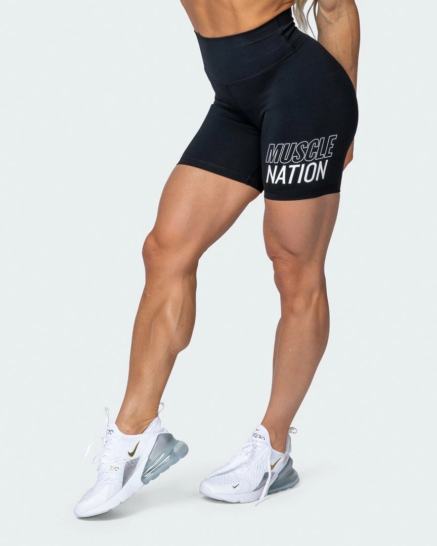 Muscle Nation Ability Signature Scrunch Bike Shorts - Black Featured 3 Muscle Nation Ability Signature Scrunch Bike Shorts - Black Featured