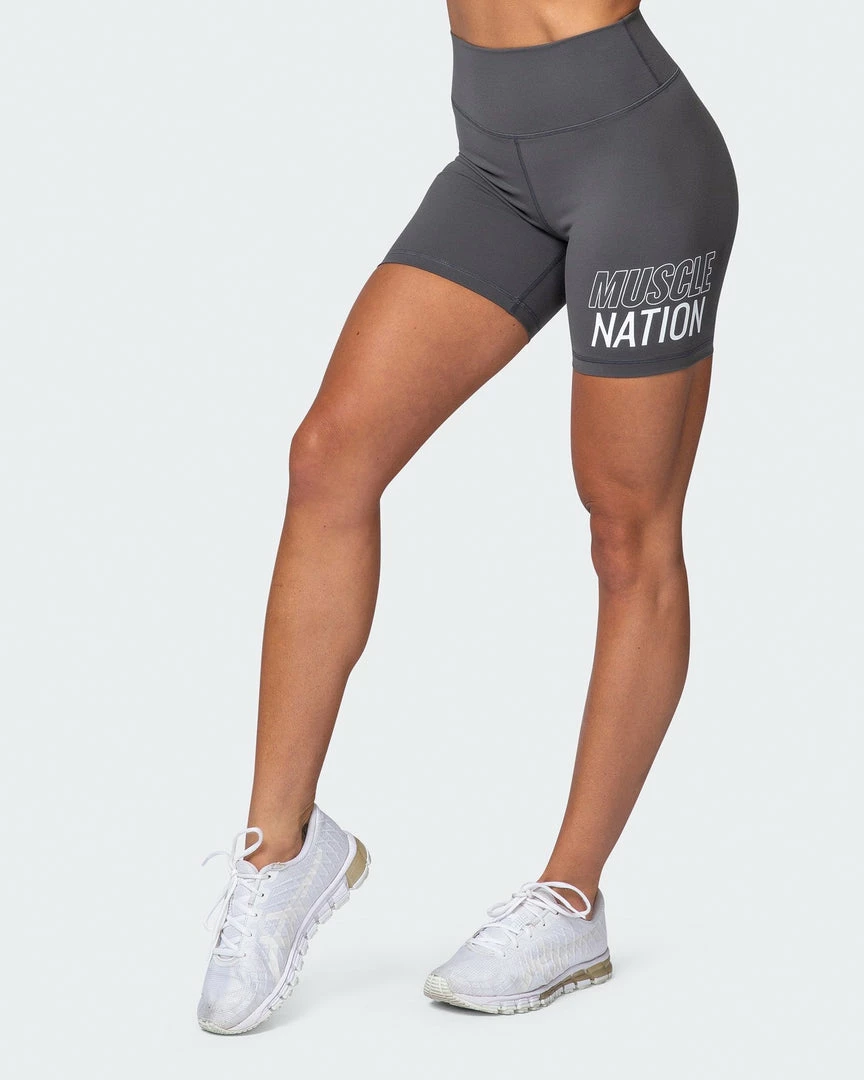 Muscle Nation Ability Signature Scrunch Bike Shorts - Charcoal 4 Muscle Nation Ability Signature Scrunch Bike Shorts - Charcoal