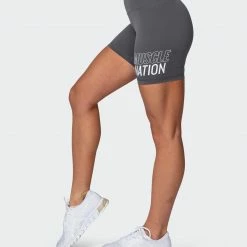 Muscle Nation Ability Signature Scrunch Bike Shorts - Charcoal 13 Muscle Nation Ability Signature Scrunch Bike Shorts - Charcoal