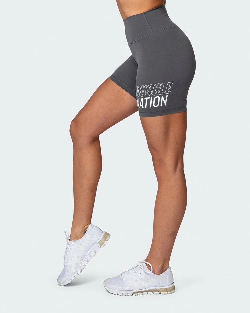 Muscle Nation Ability Signature Scrunch Bike Shorts - Charcoal 7 Muscle Nation Ability Signature Scrunch Bike Shorts - Charcoal