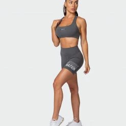 Muscle Nation Ability Signature Scrunch Bike Shorts - Charcoal 15 Muscle Nation Ability Signature Scrunch Bike Shorts - Charcoal