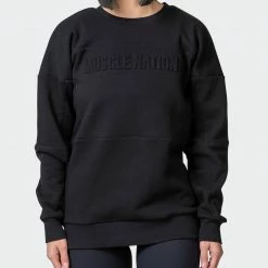 Muscle Nation Welcome To The Club Womens Lounge Jumper - Black