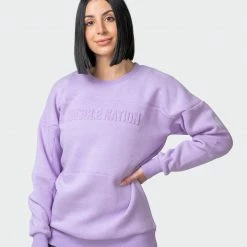 Muscle Nation Womens Lounge Jumper - Lilac Welcome To The Club