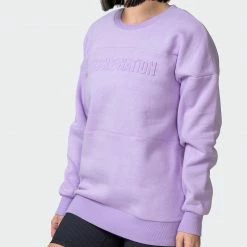 Muscle Nation Womens Lounge Jumper - Lilac Welcome To The Club 11 Muscle Nation Womens Lounge Jumper - Lilac Welcome To The Club