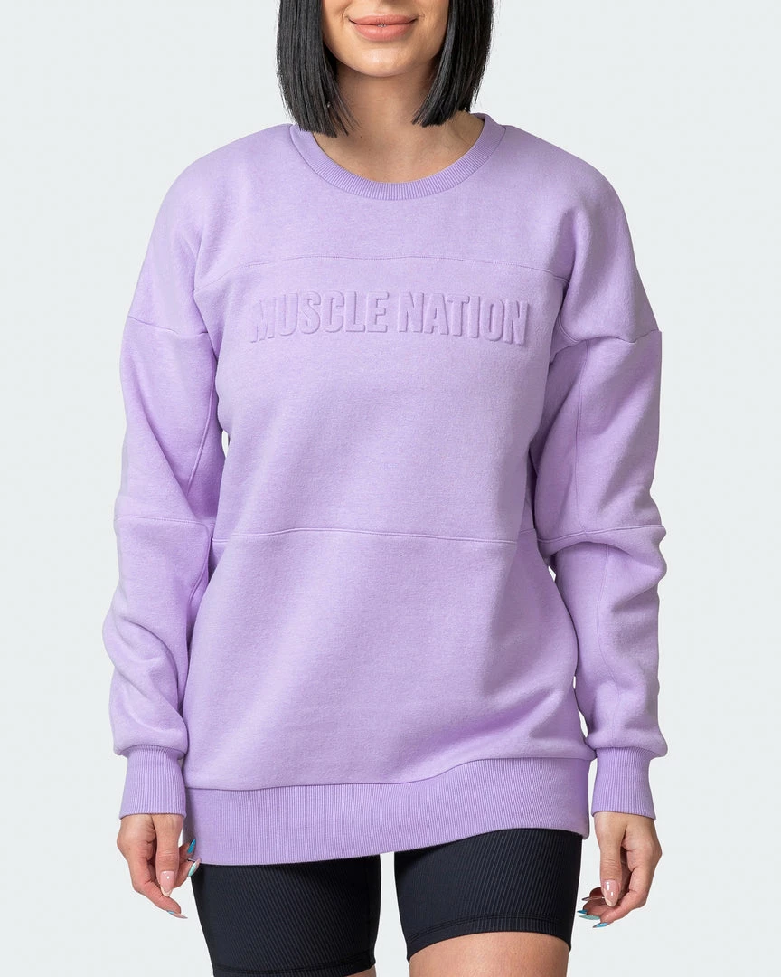 Muscle Nation Womens Lounge Jumper - Lilac Welcome To The Club 4 Muscle Nation Womens Lounge Jumper - Lilac Welcome To The Club