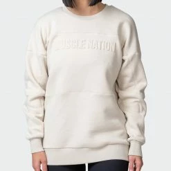 Muscle Nation Womens Lounge Jumper - Almond Welcome To The Club