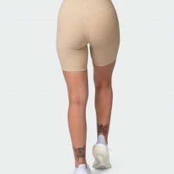 Muscle Nation Zero Rise Rib Bike Shorts - Brown Sugar