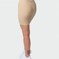 Muscle Nation Zero Rise Rib Bike Shorts - Brown Sugar