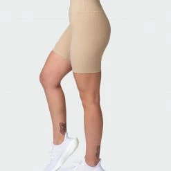 Muscle Nation Zero Rise Rib Bike Shorts - Brown Sugar