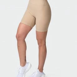 Muscle Nation Zero Rise Rib Bike Shorts - Brown Sugar