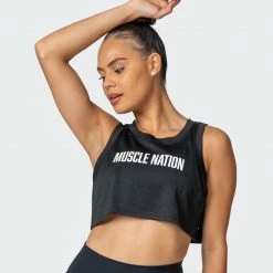 Muscle Nation Womens Agile Ultra Cropped Tank - Black