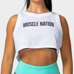 Muscle Nation Agile Ultra Cropped Tank - White Womens