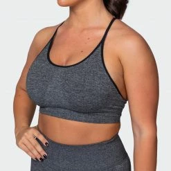 Muscle Nation All Day Strap Seamless Bra - Charcoal Marl