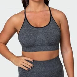 Muscle Nation All Day Strap Seamless Bra - Charcoal Marl