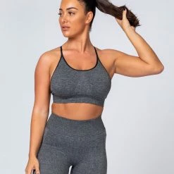 Muscle Nation All Day Strap Seamless Bra - Charcoal Marl