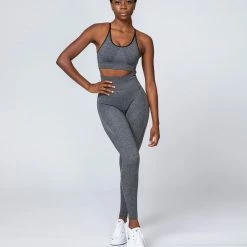 Muscle Nation All Day Strap Seamless Bra - Charcoal Marl