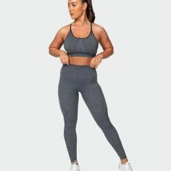 Muscle Nation All Day Strap Seamless Bra - Charcoal Marl