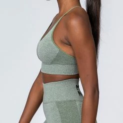 Muscle Nation Womens All Day Strap Seamless Bra - Khaki Marl