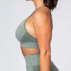 Muscle Nation Womens All Day Strap Seamless Bra - Khaki Marl