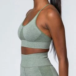 Muscle Nation Womens All Day Strap Seamless Bra - Khaki Marl