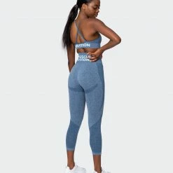 Muscle Nation All Day Strap Seamless Bra - Navy Marl Womens 32 Muscle Nation All Day Strap Seamless Bra - Navy Marl Womens