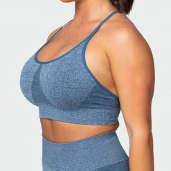 Muscle Nation All Day Strap Seamless Bra - Navy Marl Womens 35 Muscle Nation All Day Strap Seamless Bra - Navy Marl Womens