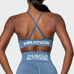 Muscle Nation All Day Strap Seamless Bra - Navy Marl Womens 39 Muscle Nation All Day Strap Seamless Bra - Navy Marl Womens