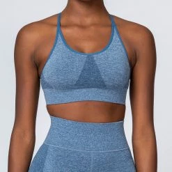 Muscle Nation All Day Strap Seamless Bra - Navy Marl Womens 23 Muscle Nation All Day Strap Seamless Bra - Navy Marl Womens