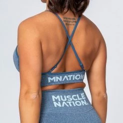 Muscle Nation All Day Strap Seamless Bra - Navy Marl Womens 29 Muscle Nation All Day Strap Seamless Bra - Navy Marl Womens