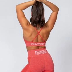 Muscle Nation All Day Strap Seamless Bra - Poppy Marl Womens
