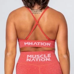 Muscle Nation All Day Strap Seamless Bra - Poppy Marl Womens