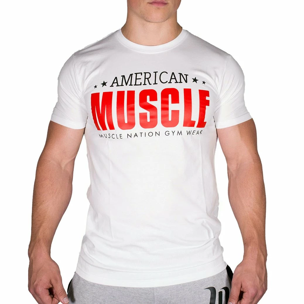 Muscle Nation American Muscle Tshirt - White Mens 3 Muscle Nation American Muscle Tshirt - White Mens