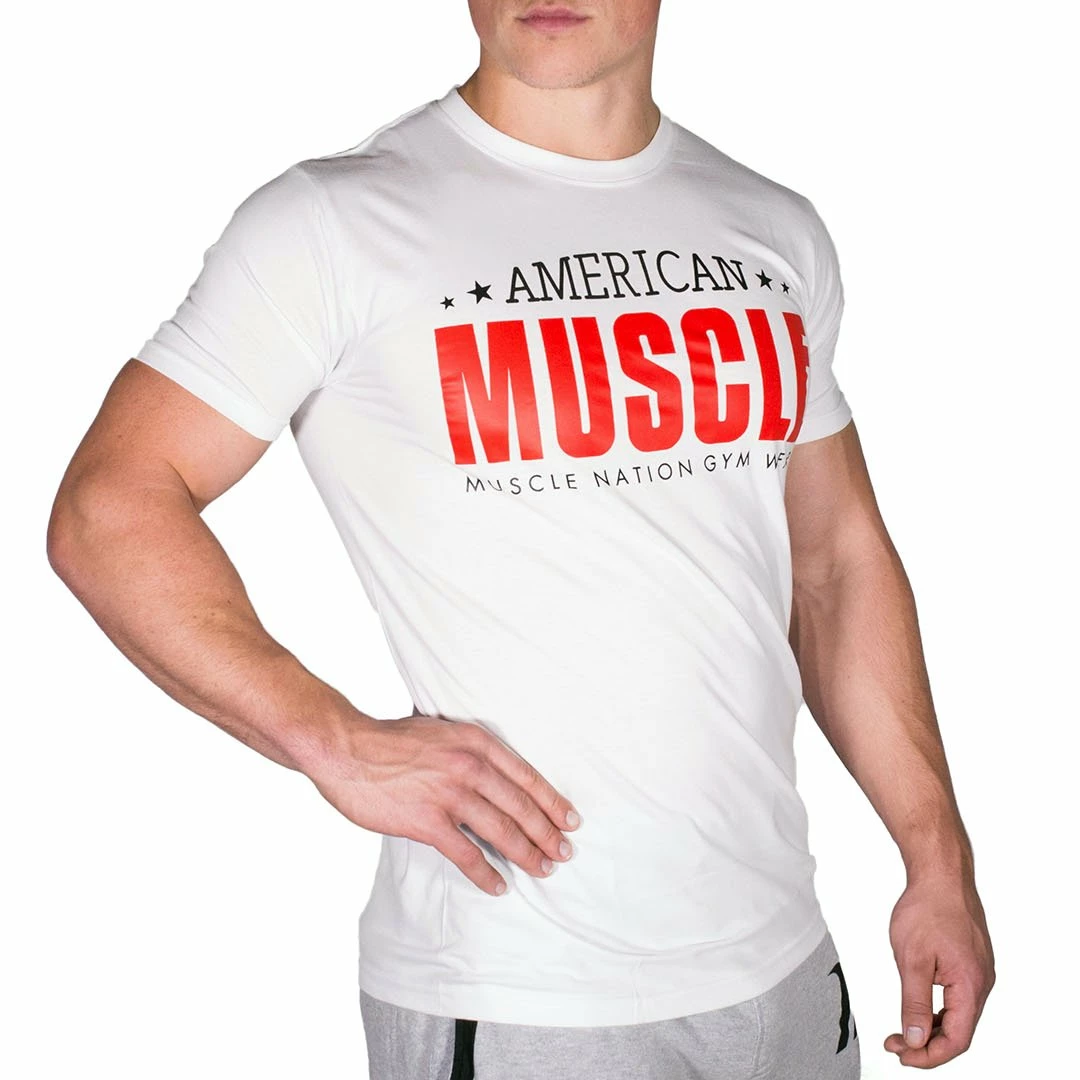 Muscle Nation American Muscle Tshirt - White Mens 4 Muscle Nation American Muscle Tshirt - White Mens