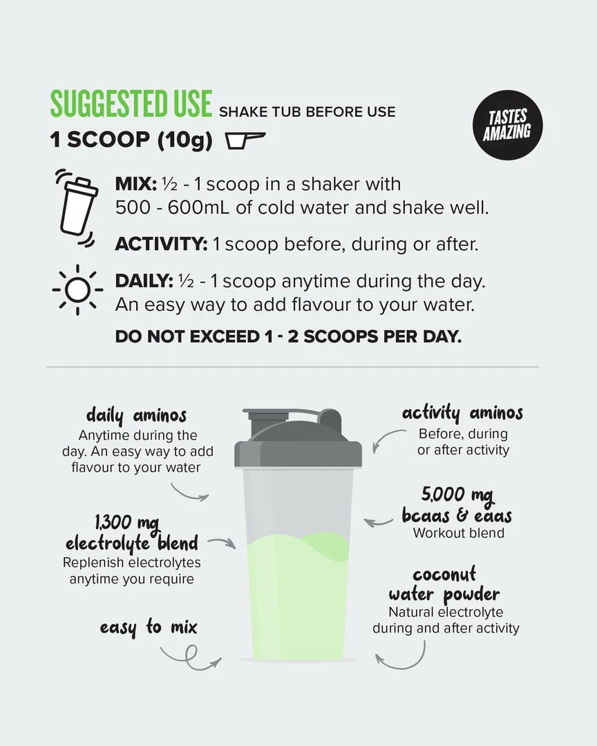 Muscle Nation AMINOS BCAAs EAAs - Green Apple - 30 Serves 30% EOFY SALE 4 Muscle Nation AMINOS BCAAs EAAs - Green Apple - 30 Serves 30% EOFY SALE