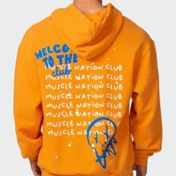 Muscle Nation Welcome To The Club Mens MN Squad Oversized Vintage Hoodie - Washed Fireball 14 Muscle Nation Welcome To The Club Mens MN Squad Oversized Vintage Hoodie - Washed Fireball