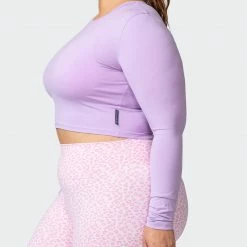 Muscle Nation MN Everyday Cropped Long Sleeve Top - Lilac Welcome To The Club 13 Muscle Nation MN Everyday Cropped Long Sleeve Top - Lilac Welcome To The Club