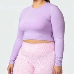 Muscle Nation MN Everyday Cropped Long Sleeve Top - Lilac Welcome To The Club 14 Muscle Nation MN Everyday Cropped Long Sleeve Top - Lilac Welcome To The Club