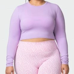 Muscle Nation MN Everyday Cropped Long Sleeve Top - Lilac Welcome To The Club 11 Muscle Nation MN Everyday Cropped Long Sleeve Top - Lilac Welcome To The Club
