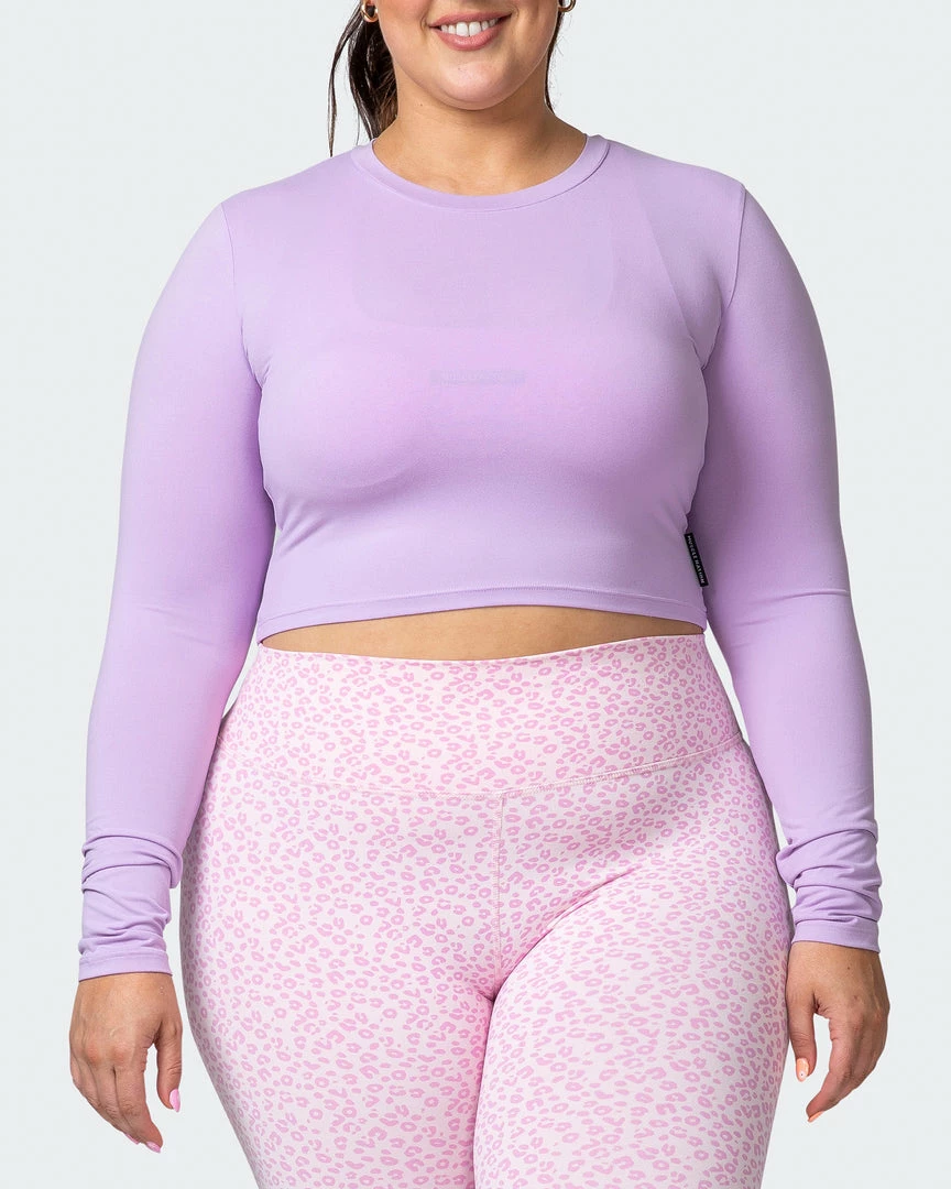 Muscle Nation MN Everyday Cropped Long Sleeve Top - Lilac Welcome To The Club 5 Muscle Nation MN Everyday Cropped Long Sleeve Top - Lilac Welcome To The Club
