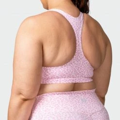 Muscle Nation Flex Bra - Rose Quartz Mini Cheetah Print Welcome To The Club