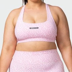 Muscle Nation Flex Bra - Rose Quartz Mini Cheetah Print Welcome To The Club