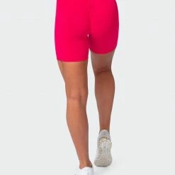 Muscle Nation Signature Scrunch Bike Shorts - Hot Pink