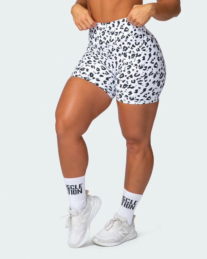 Muscle Nation Signature Scrunch Bike Shorts - Snow Leopard 3 Muscle Nation Signature Scrunch Bike Shorts - Snow Leopard