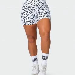 Muscle Nation Signature Scrunch Bike Shorts - Snow Leopard