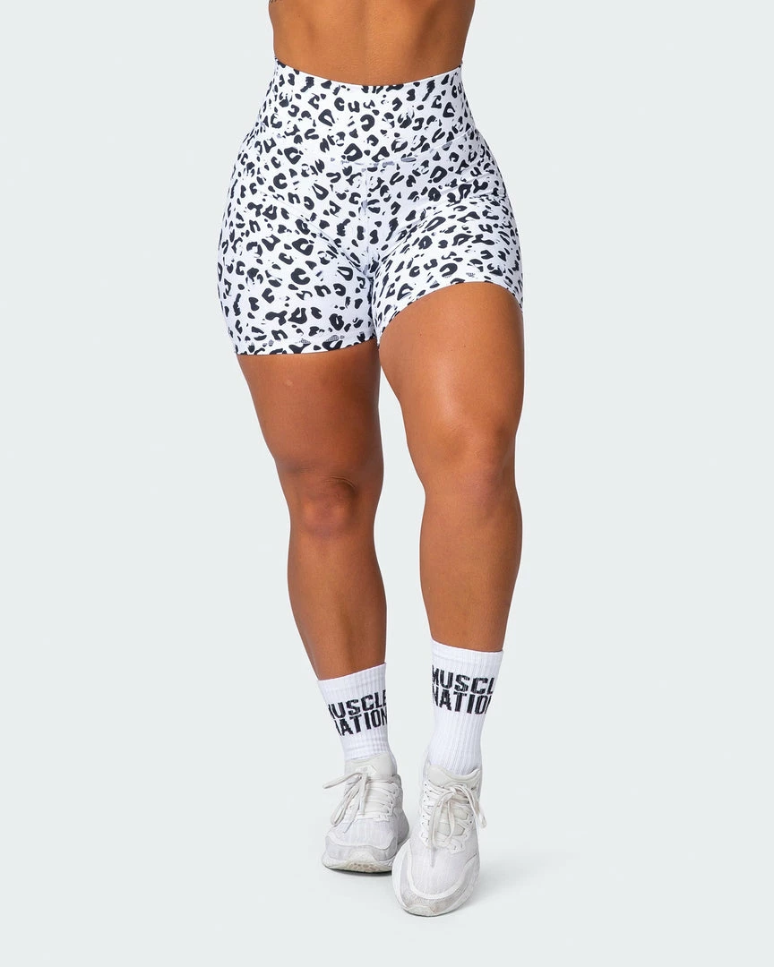 Muscle Nation Signature Scrunch Bike Shorts - Snow Leopard 4 Muscle Nation Signature Scrunch Bike Shorts - Snow Leopard